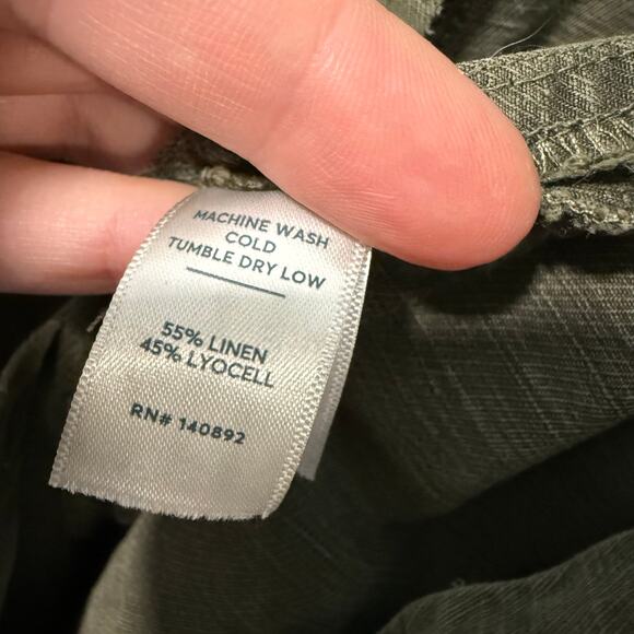 Marine Layer Women's Charlie Utility Jumpsuit Green Linen Blend Medium Wide Leg - Picture 7 of 11